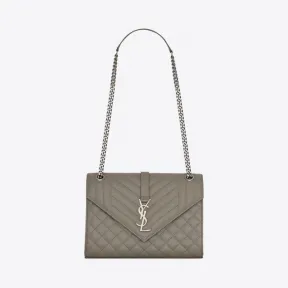 伊夫圣罗兰/Yves Saint laurent 中号绗缝织纹黑色皮革信封包 600185BOW921424