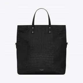 伊夫圣罗兰/Yves Saint laurent ETHAN鳄鱼纹压印雾面皮革可折叠购物包