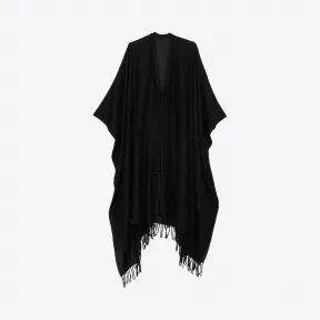 伊夫圣罗兰/Yves Saint laurent 女士 流苏羊驼毛和羊毛帆布斗篷 6105573Y2001000