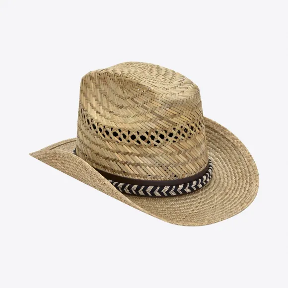 伊夫圣罗兰/Yves Saint laurent 女士 编织皮革饰带西部牛仔草帽 6111883YE079560