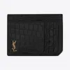 伊夫圣罗兰/Yves Saint laurent tiny monogram鳄鱼纹压印雾面皮革证件夹 629908DZE0W1000