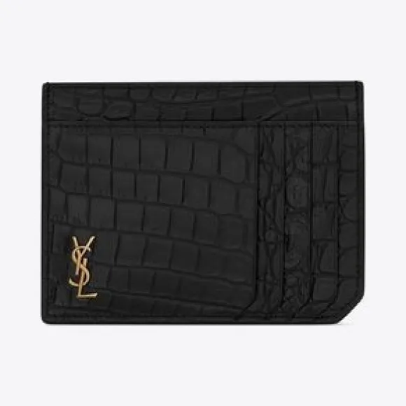 伊夫圣罗兰/Yves Saint laurent tiny monogram鳄鱼纹压印雾面皮革证件夹 629908DZE0W1000