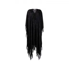 伊夫圣罗兰/Yves Saint laurent 黑色 流苏细节黑色真丝斗篷 6458033Y0091000