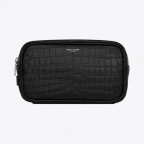伊夫圣罗兰/Yves Saint laurent  paris鳄鱼纹压印哑光皮革小号化妆包 650125DZE0E1000