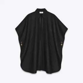 伊夫圣罗兰/Yves Saint laurent 皮革滚边山羊绒斗篷 661166Y143V1000