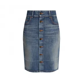 伊夫圣罗兰/Yves Saint laurent 蓝色 100%棉质 女士 牛仔裙 663874-Y945Q-4983