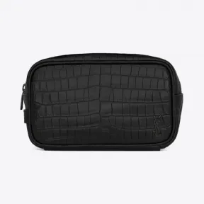 伊夫圣罗兰/Yves Saint laurent tiny monogram小号鳄鱼纹压印哑光皮革化妆包 664555DZE0U1000