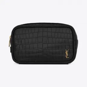 伊夫圣罗兰/Yves Saint laurent Tiny monogram小号鳄鱼纹压印哑光皮革化妆包 664555DZE0W1000