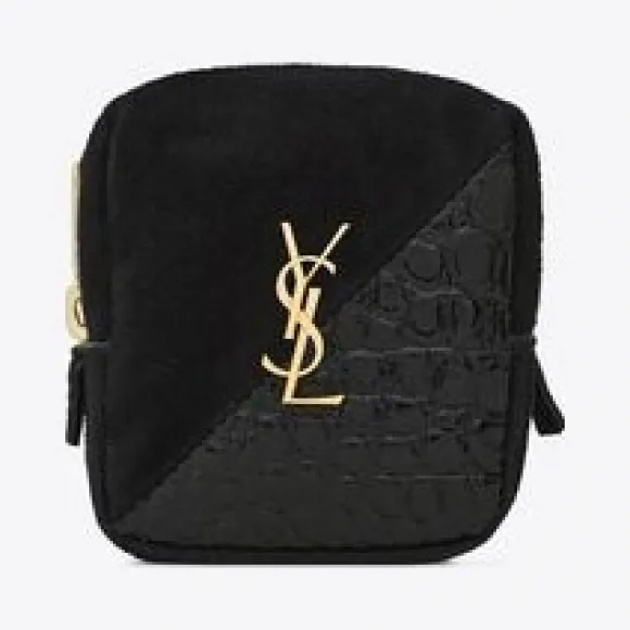 伊夫圣罗兰/Yves Saint laurent jamie绒面材质和亮面鳄鱼纹压印皮革立方体吊坠 6699641QSA11000