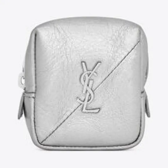 伊夫圣罗兰/Yves Saint laurent JAMIE褶皱金银丝皮革立方体吊坠 669964AAAD48106