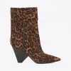 伊夫圣罗兰/Yves Saint laurent niki金色字母标志豹纹印花绒面材质短靴 6785341FL502055
