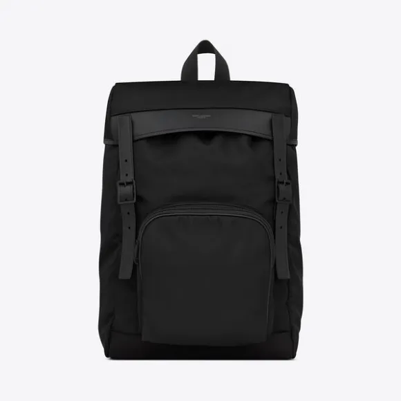 伊夫圣罗兰/Yves Saint laurent City再生尼龙、光滑皮革和尼龙翻盖双肩包 683846FAACZ1000