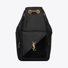 伊夫圣罗兰/Yves Saint laurent jamie小号羊皮革和绒面材质拼贴双肩包 684783AAADV1000