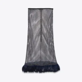 伊夫圣罗兰/Yves Saint laurent 无带网格羽毛筒裙 687595Y5E521000