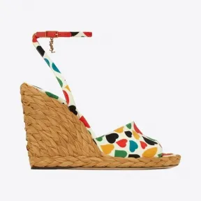 伊夫圣罗兰/Yves Saint laurent paloma心形提花麻绳底坡跟鞋 689017AAAHR9053