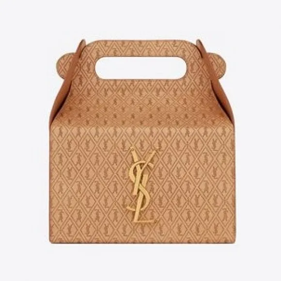 伊夫圣罗兰/Yves Saint laurent 字母标志压印植鞣皮革外卖盒袋 732657AABQ62734