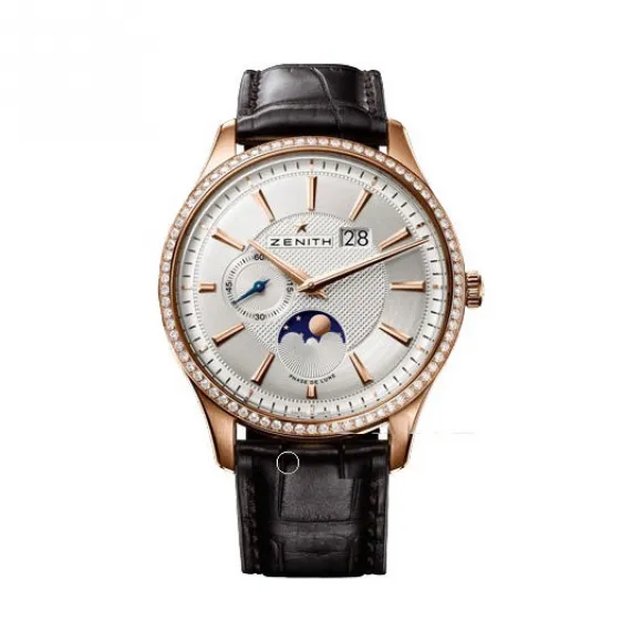 真力时/Zenith Elite系列 18k玫瑰金镶钻 自动机械机芯 男表 22.2140.691-02.C498