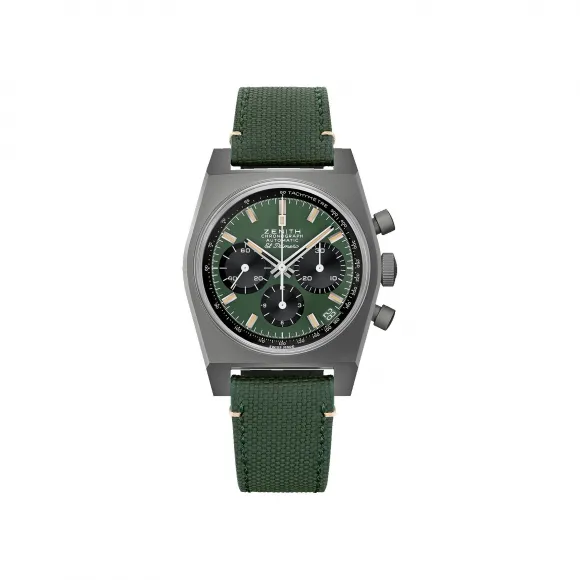 真力时/Zenith CHRONOMASTER旗舰系列 37MM 微喷砂钛金属 自动机械机芯 男表 97.T384.400-57.C856