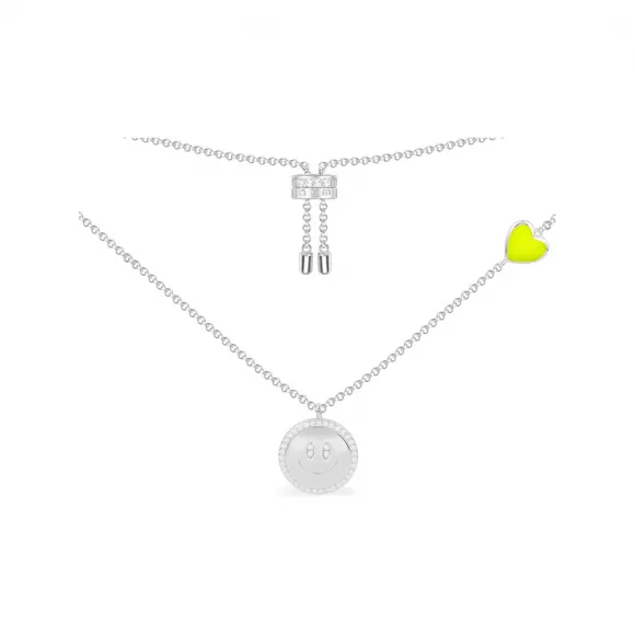 APM 荧光黄爱心笑脸项链 AC5853XFY