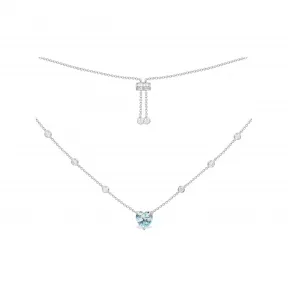 APM 【预计4月初发货】蓝色爱心可调节项链-银白色 AC6198XOTB