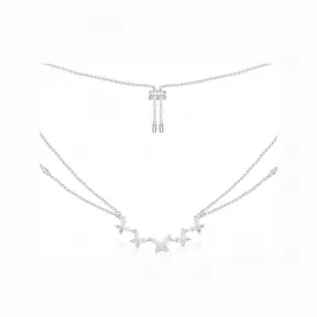 APM 【预计4月初发货】蝴蝶双链可调节项链-银白色 AC6202OX