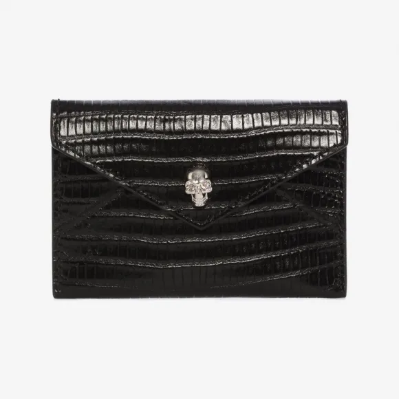 亚历山大麦昆/Alexander McQueen 信封式压纹皮革卡夹 女士 22000702fl 275334DH90N1000