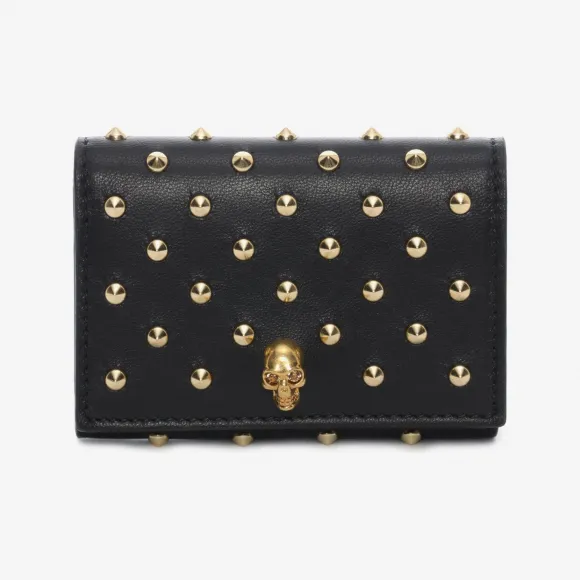 亚历山大麦昆/Alexander McQueen 纳帕皮革铆钉 Fold Over 卡夹 女士 22000644be 327883AXZOO1000