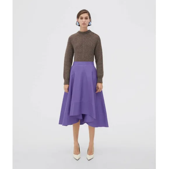 葆蝶家/Bottega Veneta 紫色 羊皮革 女士 及膝裙 716284VKLC05305