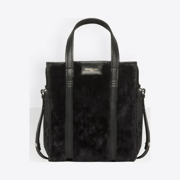 巴黎世家/Balenciaga Bazar毛羊皮超小号购物包 - 灰化石色 | 女士BBazar手袋 452458-D7W1N-1110