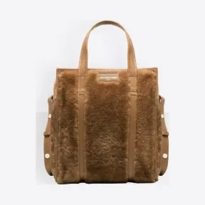 巴黎世家/Balenciaga Bazar毛羊皮超小号购物包 - 米色 | 女士BBazar手袋 452458-D7W1N-2510