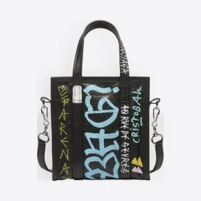 巴黎世家/Balenciaga ‎女士‎ ‎黑色 / 多彩色 ‎ ‎Bazar超小号涂鸦购物包 ‎ | Balenciaga 513989-0FE0N-1060