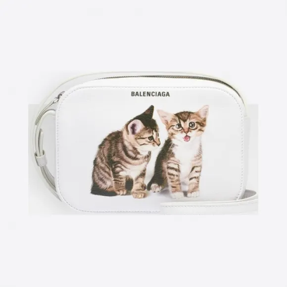 巴黎世家/Balenciaga White / Black 猫咪印花Everyday加小号摄影包 45454766vv