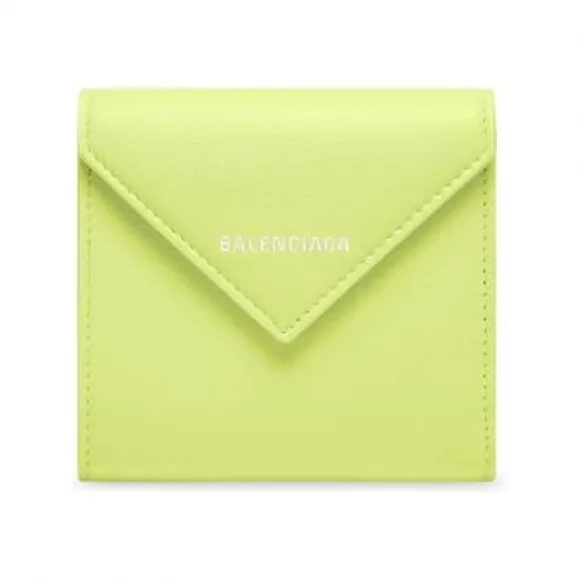 巴黎世家/Balenciaga 女式石灰纸翻盖零钱卡夹 637450DLQ0N7302