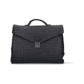 葆蝶家/Bottega Veneta 黑色 经典编织皮革公文包 630239VCRL28803