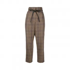 布内罗·古奇拉利/Brunello Cucinelli high-waisted check trousers MA111P6681