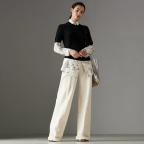 博百利/Burberry 女士 丝绒混纺 T 恤衫 (黑色) 40716681