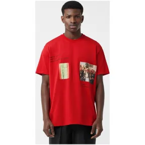 博百利/Burberry 男士 蒙太奇印花棉质宽松 T 恤衫 (亮红色)  45587251