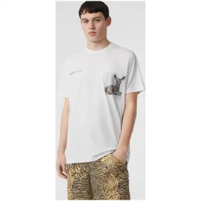 博百利/Burberry 男士 蒙太奇印花棉质宽松 T 恤衫 (光白色)  45587461