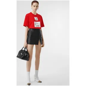 博百利/Burberry 女士 鹿印花棉质 T 恤衫 (亮红色) 45605191