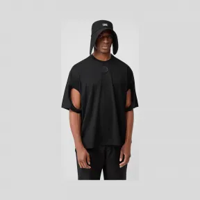 博百利/Burberry 镂空衣袖蒙太奇印花棉质宽松 T 恤衫 (黑色)  45637891