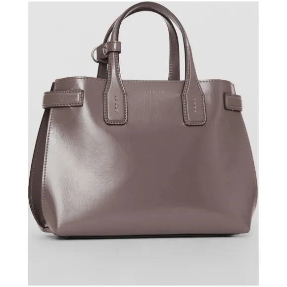 博百利/Burberry 女士 小号柔软皮革班纳手袋 (豆沙粉红灰色) 80066171