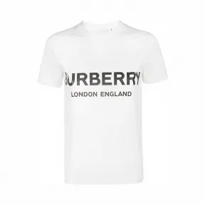 博百利/Burberry 女士 徽标印花棉质 T 恤衫 (白色) 80088941