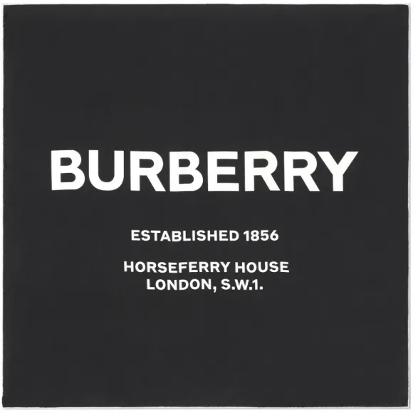 博百利/Burberry 男士 Horseferry 印花丝质方巾 (黑色)  80093981