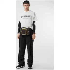 博百利/Burberry 男士 徽标印花棉质 T 恤衫 (白色) - 男士  80094951