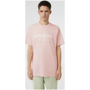 博百利/Burberry 男士 徽标印花棉质 T 恤衫 (雪花石粉红) - 男士  80094961