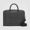 博百利/Burberry 男士 London 格纹拼皮革公文包 (深炭灰) 80139481