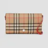 博百利/Burberry Vintage 格纹环保帆布钱夹（含可拆式背带） (亮军红色) - 女士  80151361