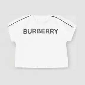 博百利/Burberry 童装 徽标印花棉质 T 恤衫 (白色) 80168371