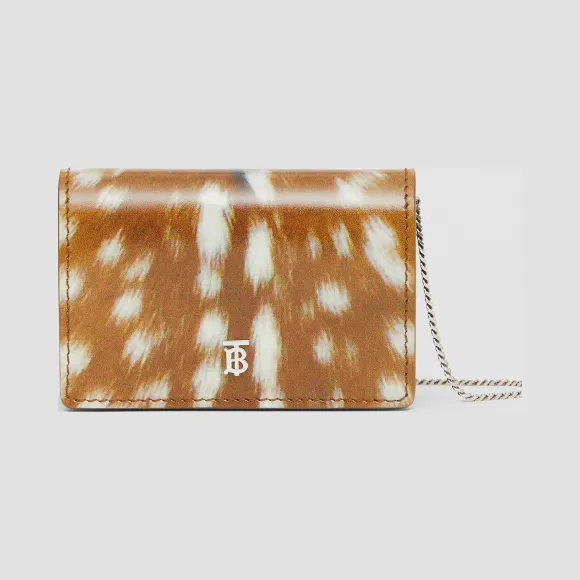 博百利/Burberry 鹿纹印花皮革卡片夹（含可拆式背带） (麦芽棕) - 女士  80168761