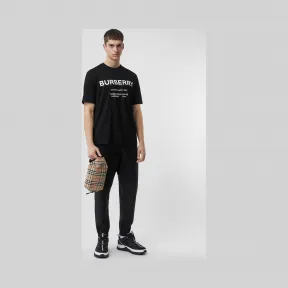 博百利/Burberry 男士 Horseferry 印花棉质 T 恤衫 (黑色) 80172241